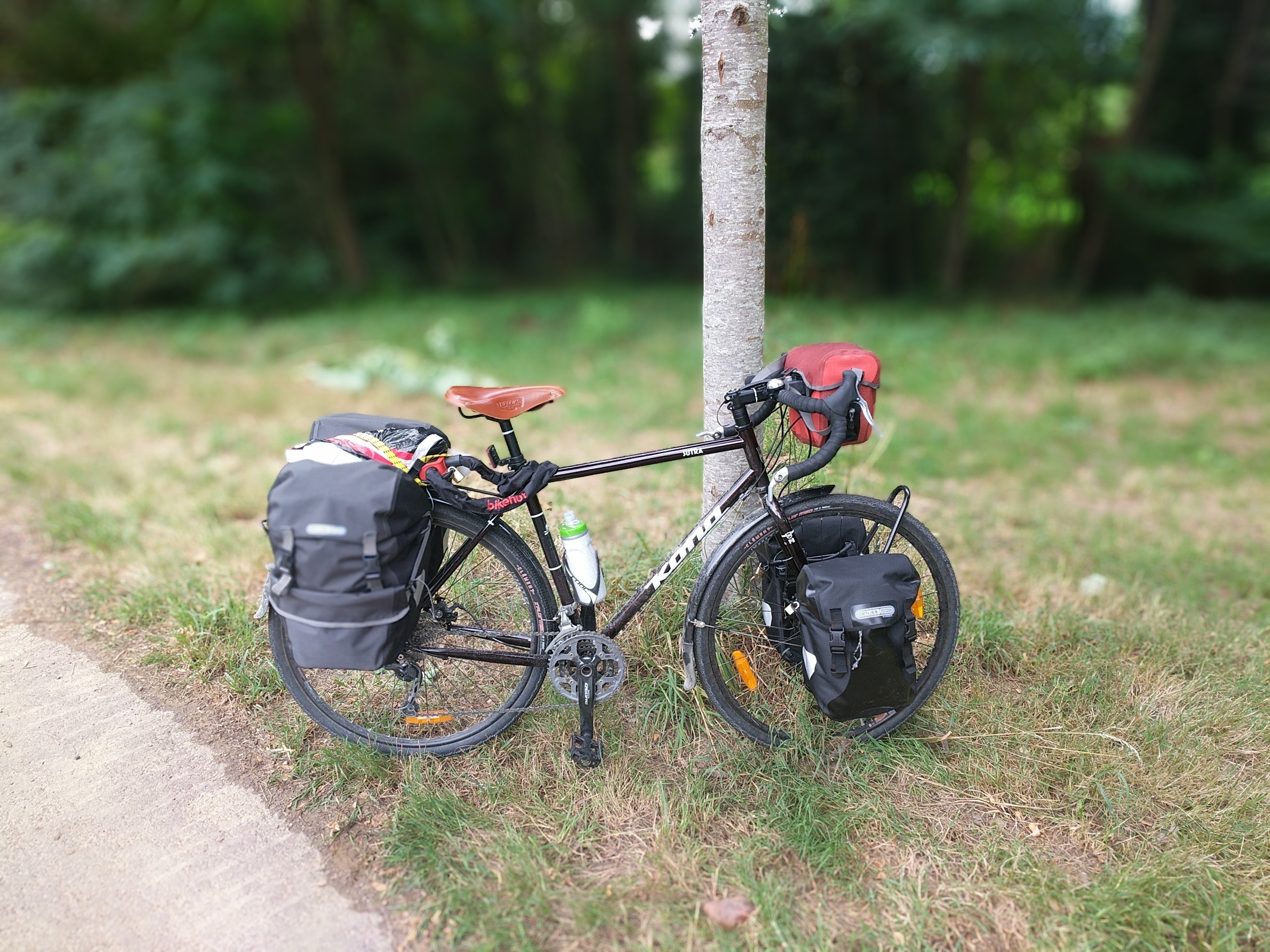 fully loaded kona sutra from bikepacking trip